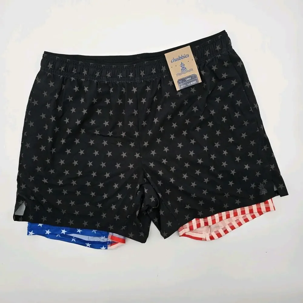 Chubbies Shorts Mens Flag Boxer Lined Ultimate Training 4th July